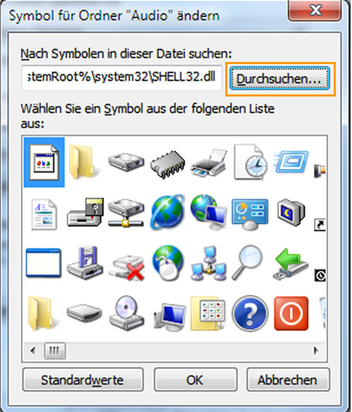 Windows Ordnersymbole ändern PCS Campus