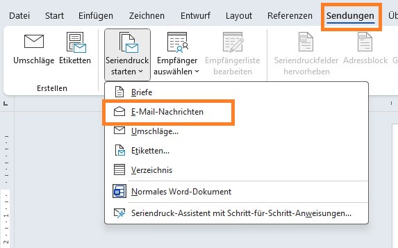 Screenshot 1 - Outlook Serienmail versenden