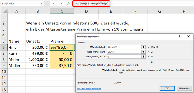 Screenshot 1 - Bedingung ohne WENN