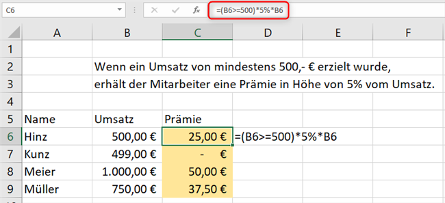 Screenshot 2 - Bedingung ohne WENN